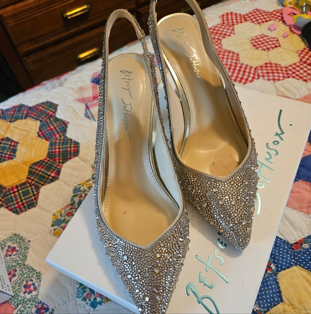 Betsey Johnson Women's Rhinestone Slingback Heels - Gold